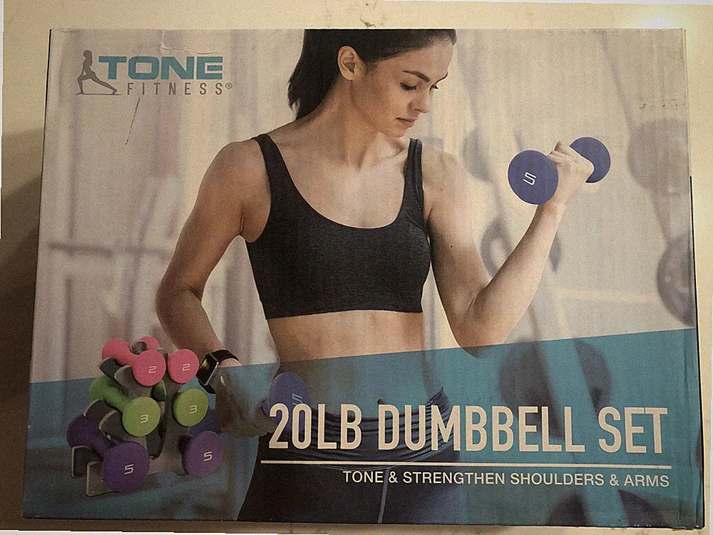BRAND NEW 20LB DUMBBELL FITNESS SET & STAND TONE STRENGTHEN SHOULDERS ARMS