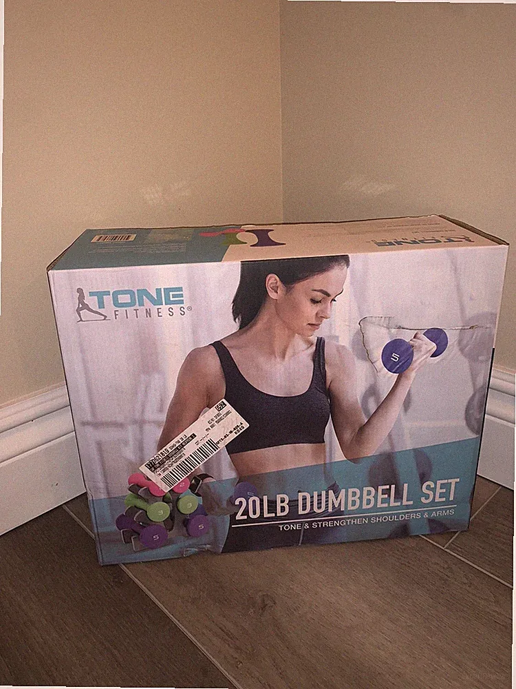 🔥BRAND NEW 20LB DUMBBELL TONE FITNESS SET/STAND TONE STRENGTHEN SHOULDERS ARMS