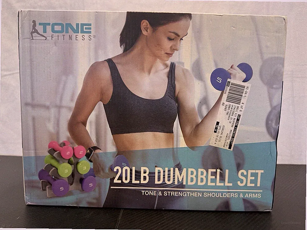 BRAND NEW 20LB DUMBBELL TONE FITNESS SET/STAND TONE STRENGTHEN SHOULDERS ARMS