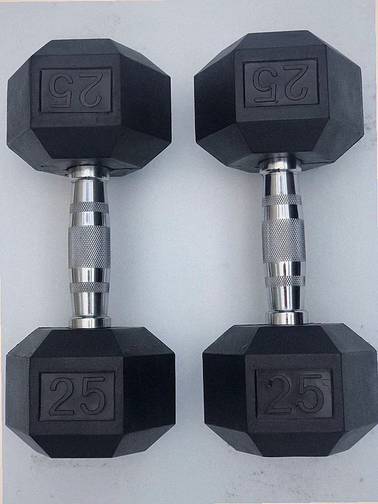 BRAND NEW 5-120LB RUBBER COATED HEX DUMBBELLS WEIGHTS FOR COMMERCIAL GYM PAIRS!