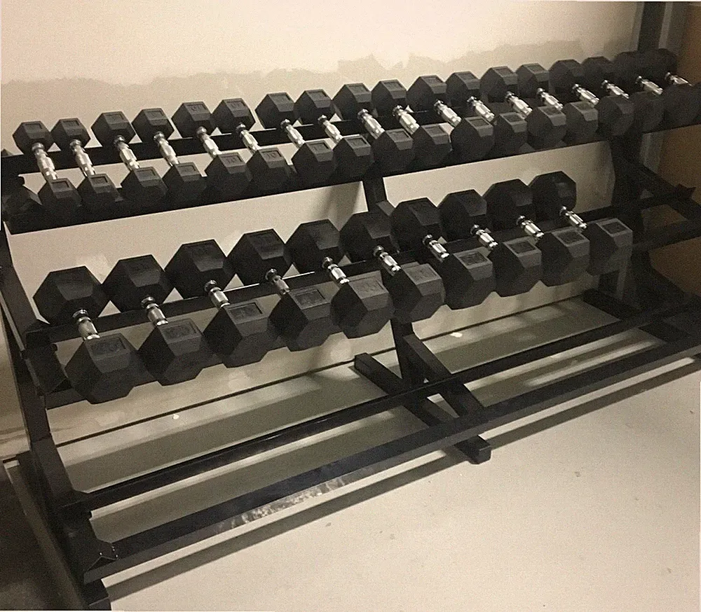BRAND NEW IN STOCK 5-70LB RUBBER HEX DUMBBELL SET