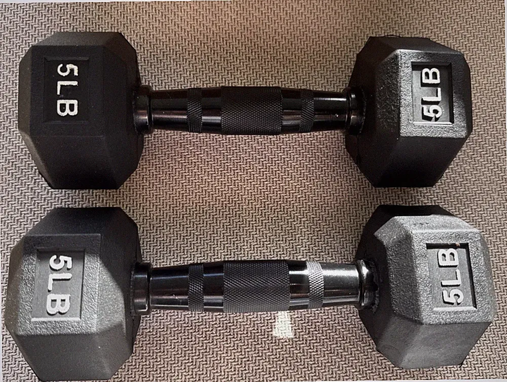 Brand new Signature Fitness Rubber Encased Hex Weights Pair, 5lb Dumbbells
