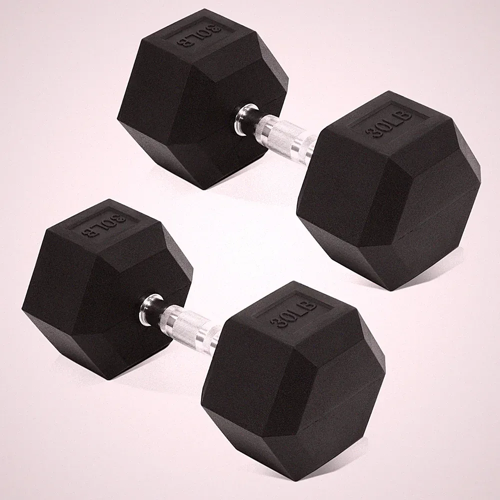 Build Strength Fast - Fitvids 30 Lb Hex Dumbbell Pair with Grip