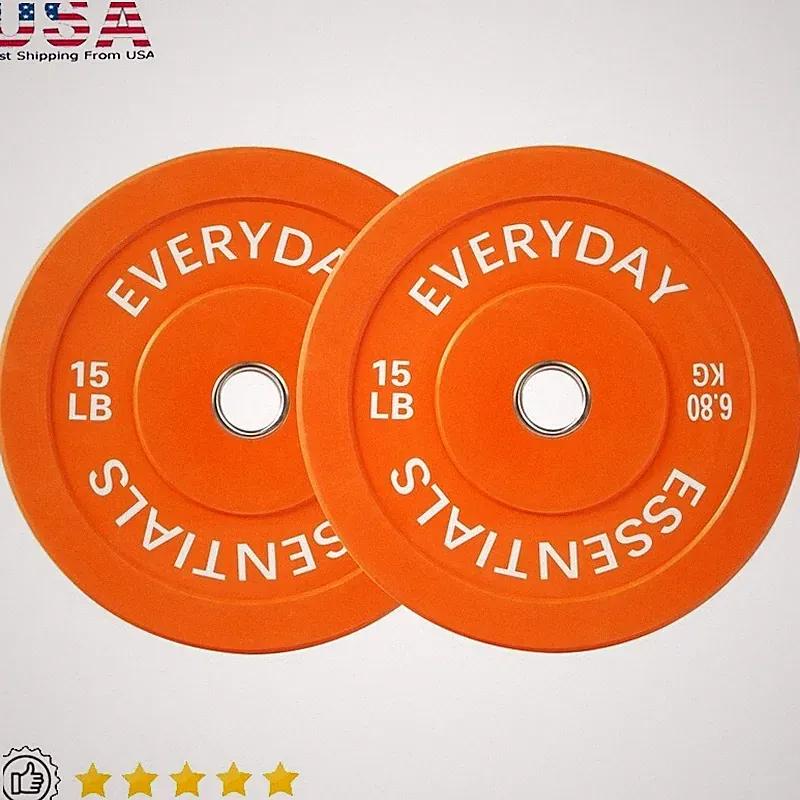 Bumper Plate Weight Pair & Adjustable Vinyl Dumbbell Set 40 Lbs Sporting Goods