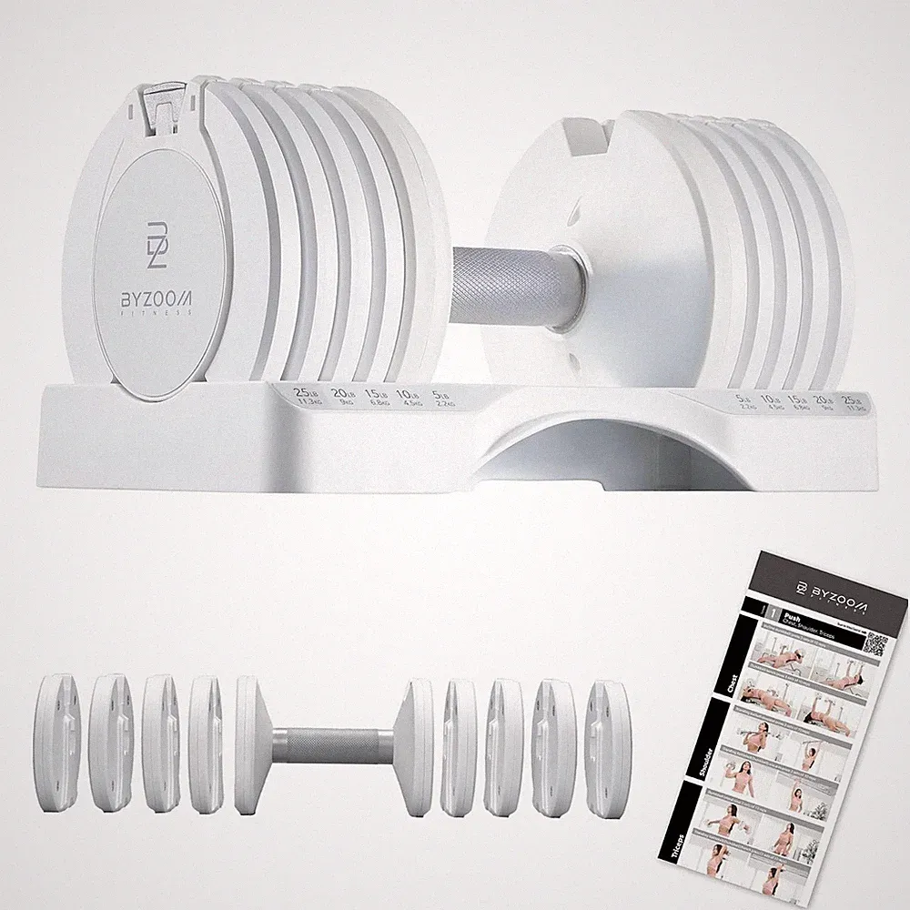 BYZOOM 12.5lb Pair Adjustable Hand Weights White