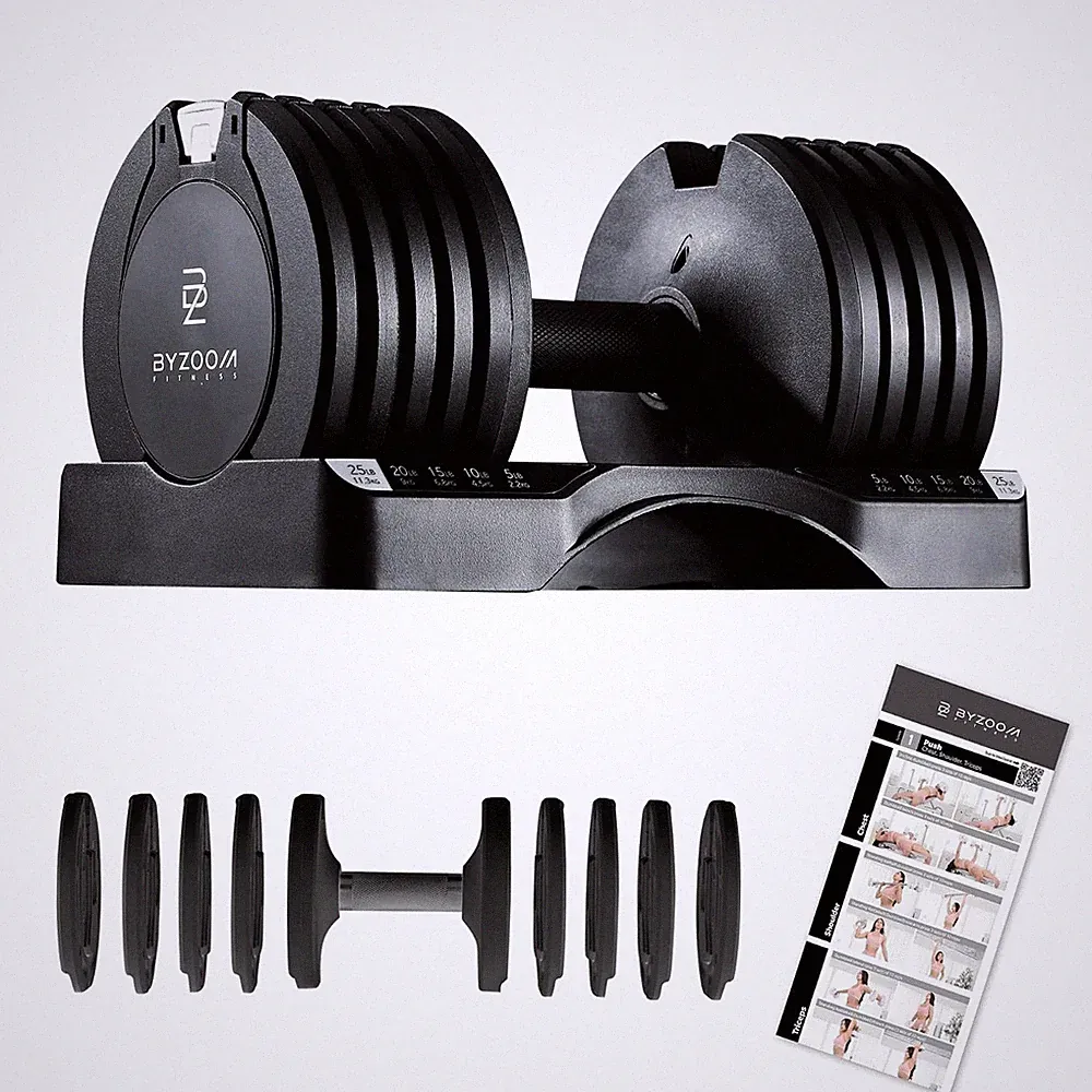 BYZOOM 25lb Adjustable Dumbbell One Unit White Home Gym