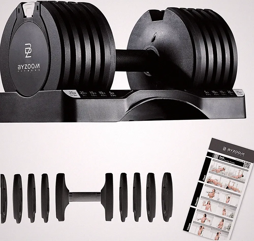 BYZOOM 25lb Adjustable Dumbbell One Unit White Home Gym