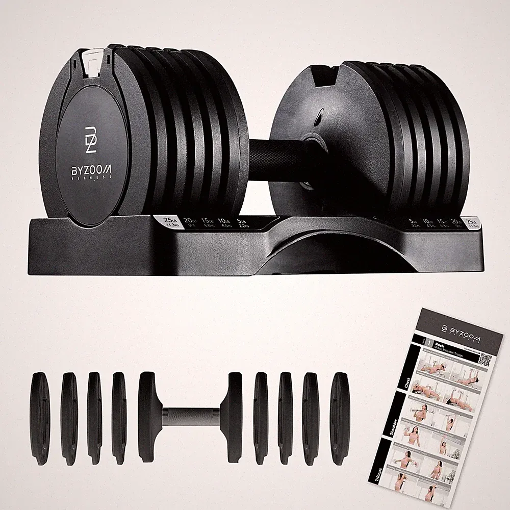 BYZOOM 27.5lb Adjustable Dumbbell One Unit Black