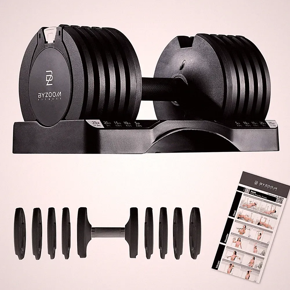 BYZOOM 27.5lb Adjustable Dumbbell One Unit Black