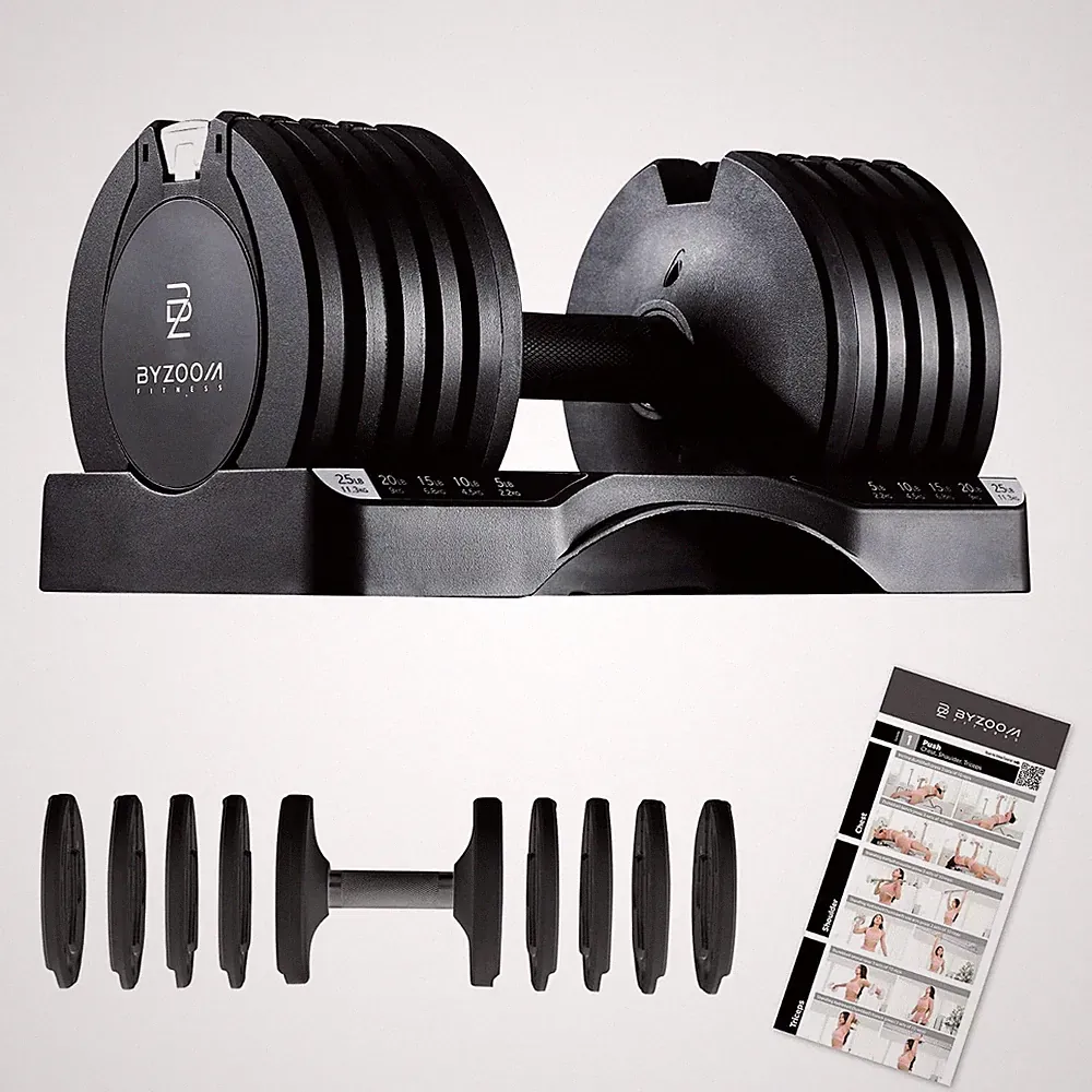 BYZOOM 5-in-1 Adjustable Dumbbell 12.5lb White
