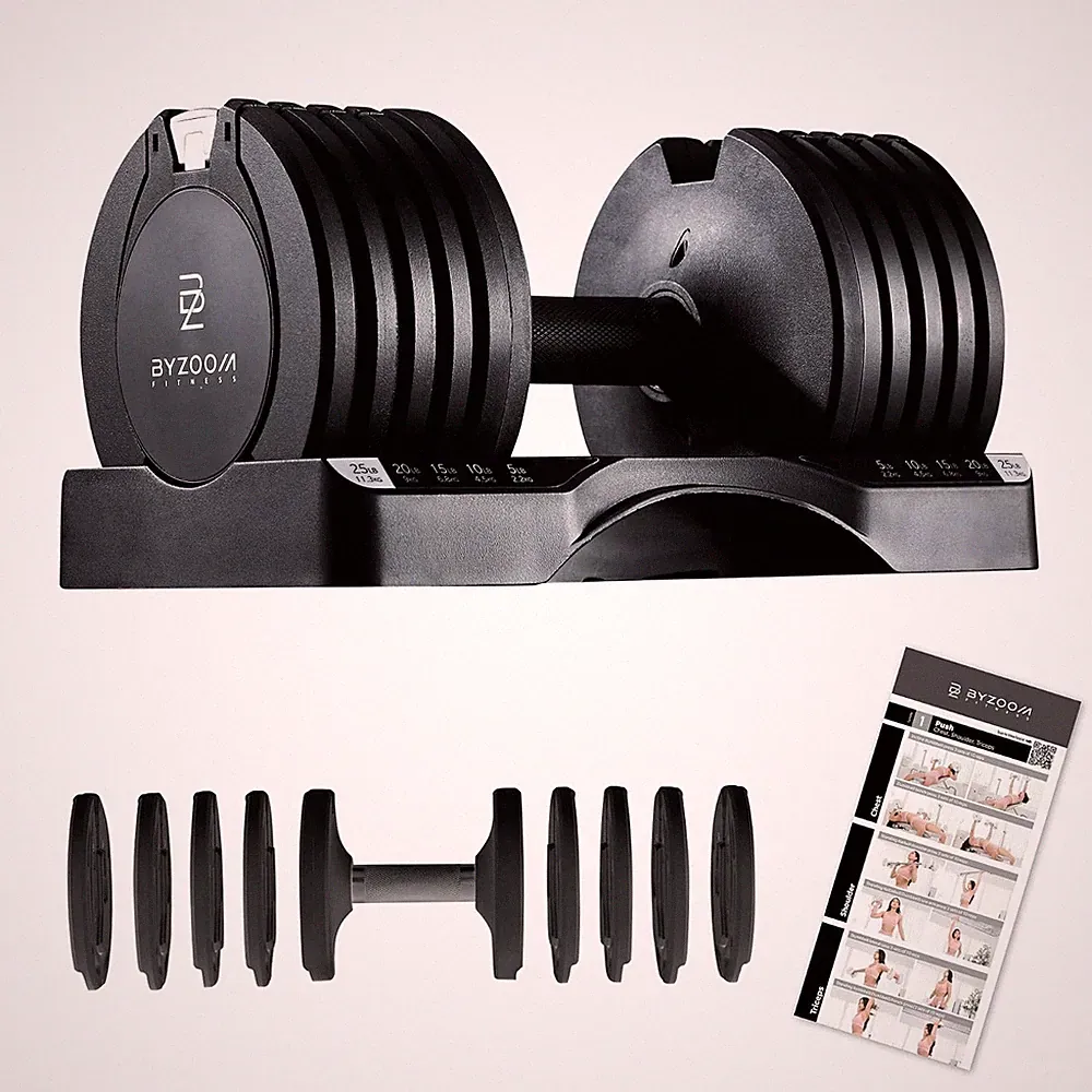 BYZOOM 5-in-1 Adjustable Dumbbell 12.5lb White