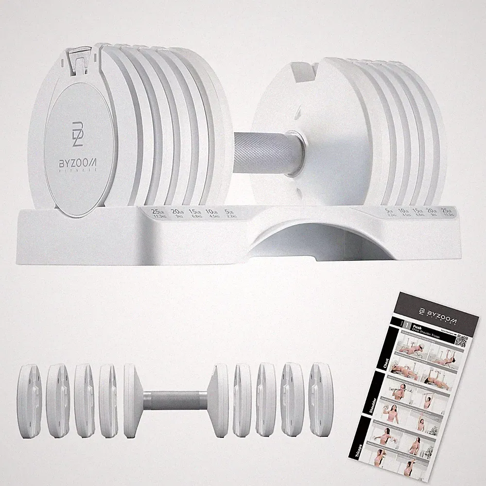 BYZOOM 5-in-1 Adjustable Hand Weights Pair 12.5lb White