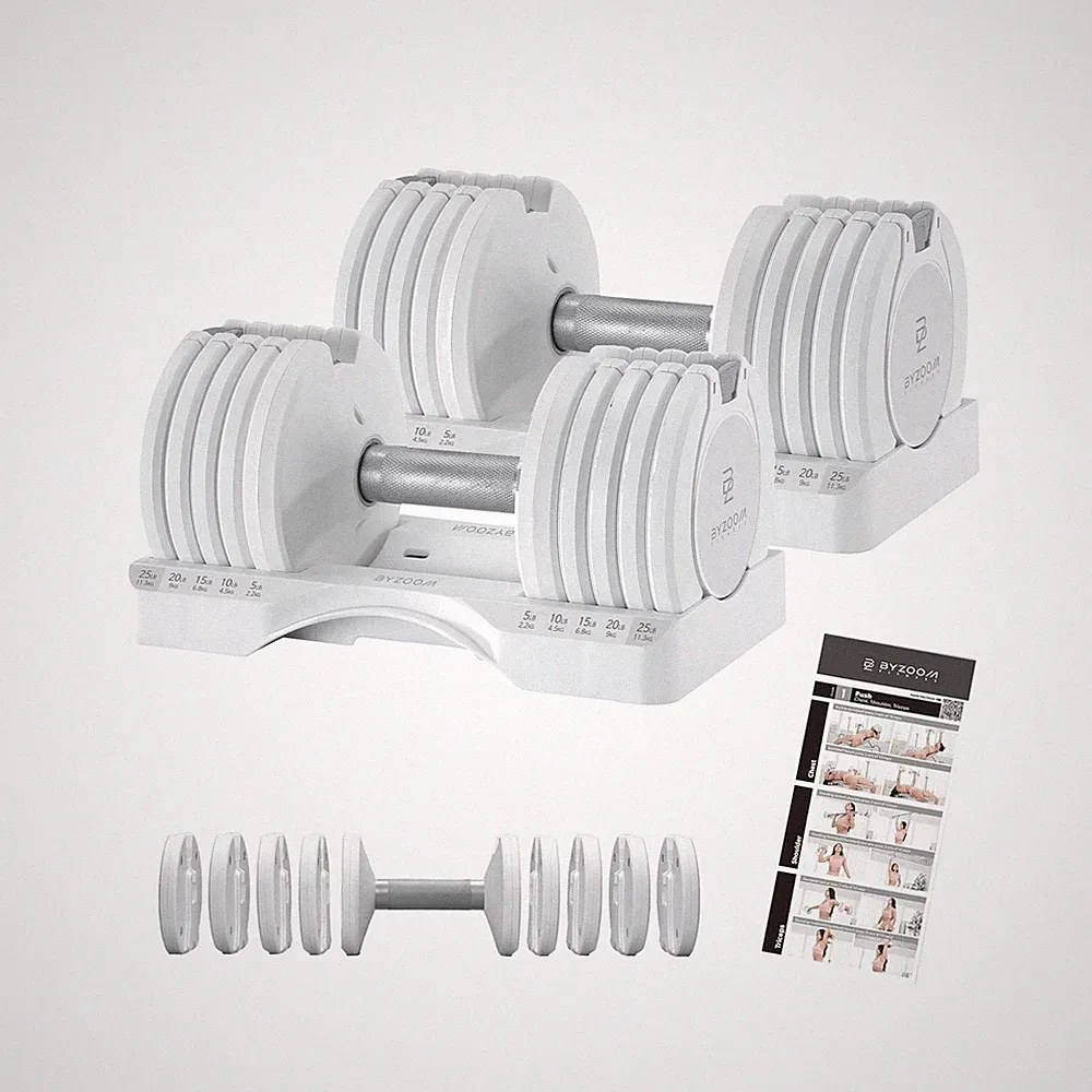 BYZOOM FITNESS Pure Series Adjustable Dumbbell - 12.5/25/27.5/50/55/75lb - ON...