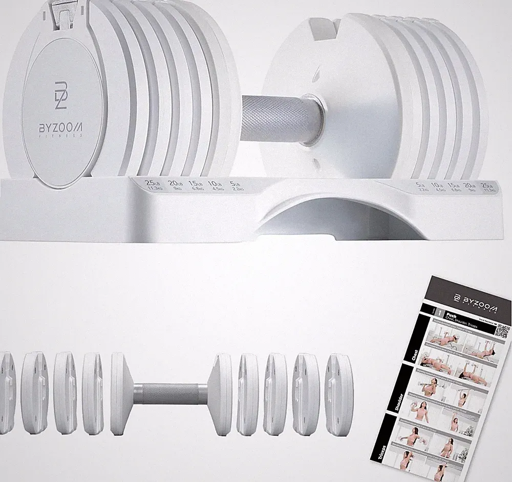 BYZOOM FITNESS Pure Series Adjustable Dumbbell - 12.5/25/27.5/50/55/75lb - ONE