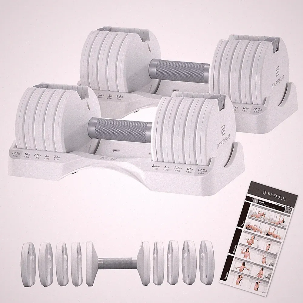 BYZOOM FITNESS Pure Series Adjustable Dumbbell - 12.5/25/27.5/75lb ... Fast Ship