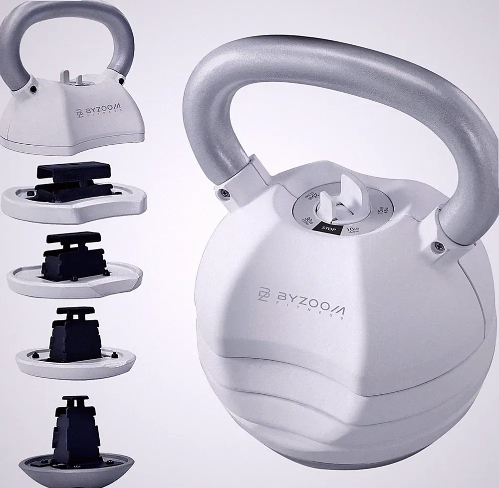 BYZOOM FITNESS Pure Series Adjustable Kettlebell 30/40/50LB - 5-IN-1 Weight C...