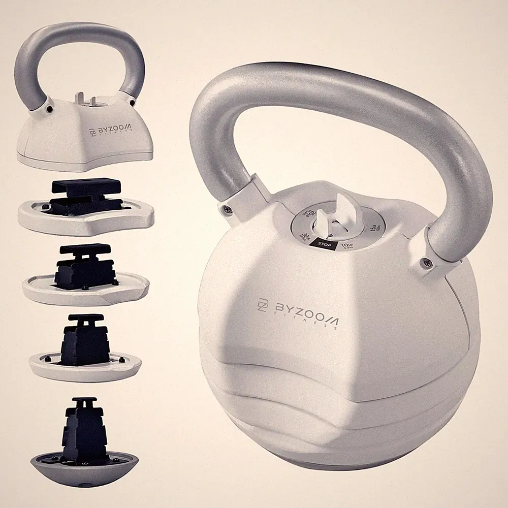 BYZOOM FITNESS Pure Series Adjustable Kettlebell 30/40/50LB - 5-IN-1 Weight C...