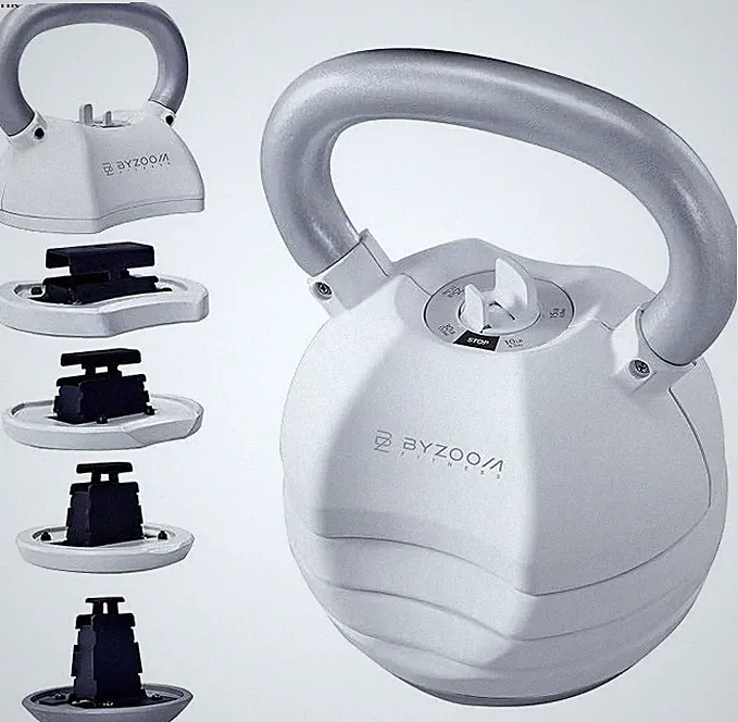 BYZOOM FITNESS Pure Series Adjustable Kettlebell 30LB - 5-IN-1 Weight Change