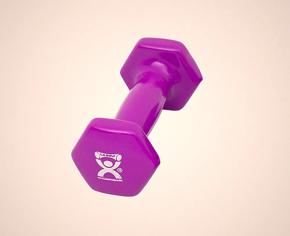 CanDo vinyl coated dumbbell - 2 lb - Violet, each