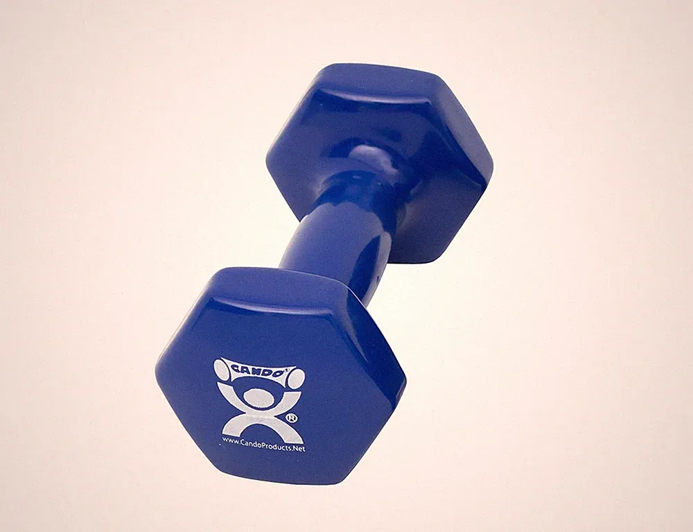 CanDo vinyl coated dumbbell - 5 lb - Blue, each