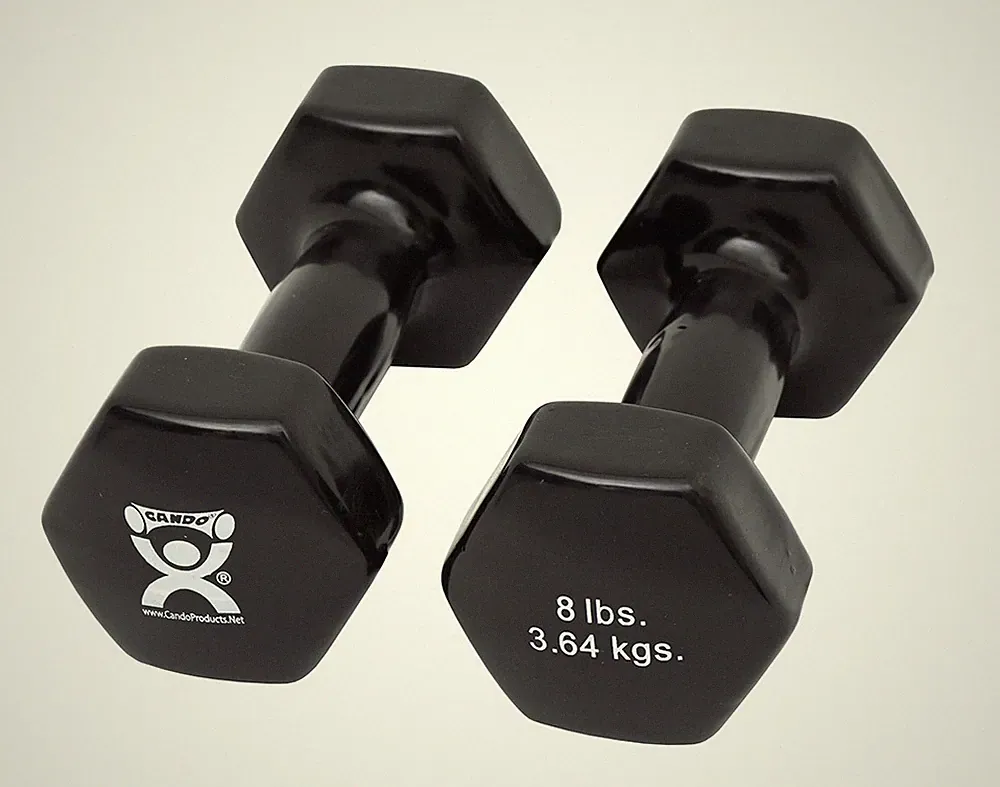 CanDo Vinyl Coated Dumbbell, Black (8 lb), Pair