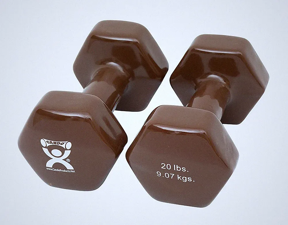 CanDo Vinyl Coated Dumbbell, Brown (20 lb), Pair