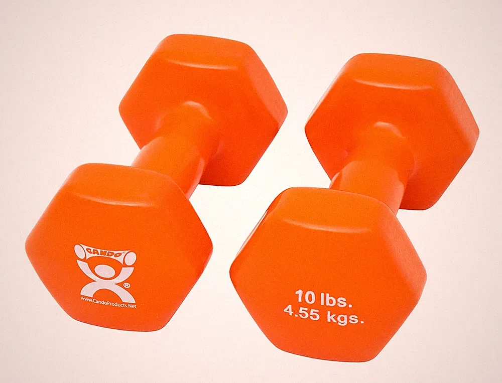 CanDo Vinyl Coated Dumbbell, Orange (10 lb), Pair