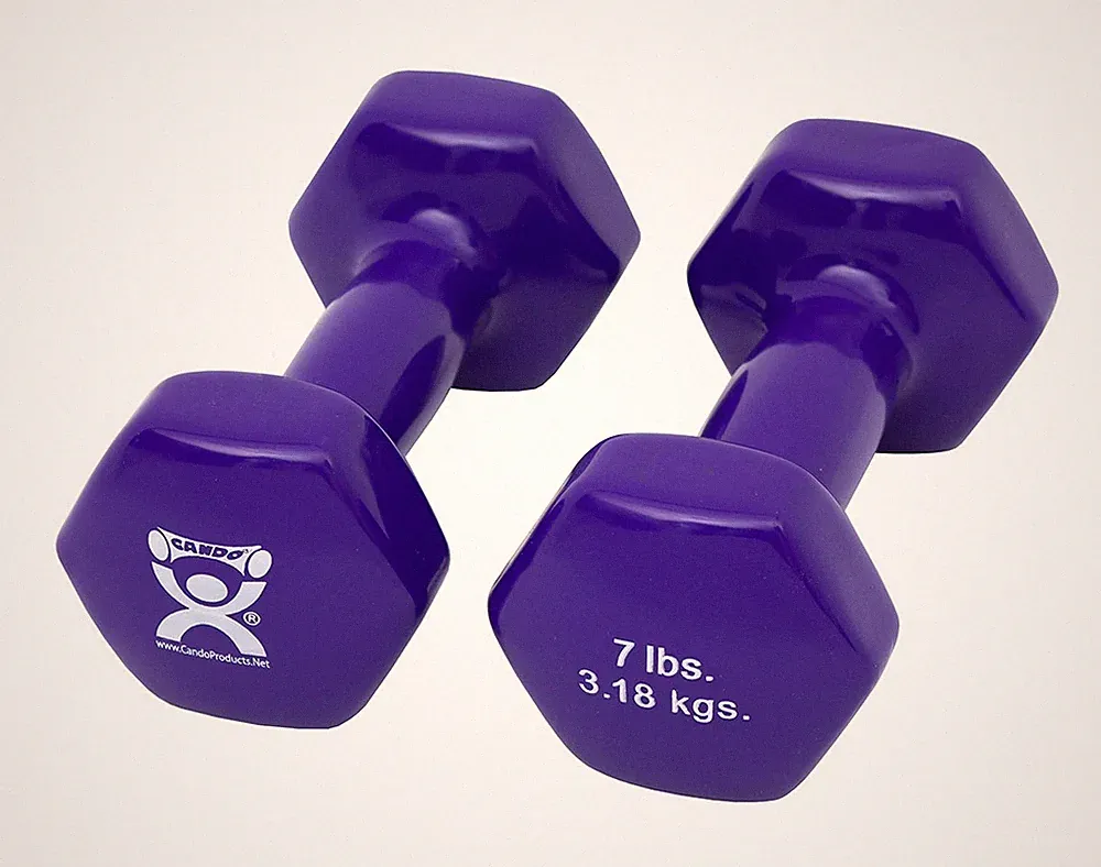 CanDo Vinyl Coated Dumbbell, Purple (7 lb), Pair