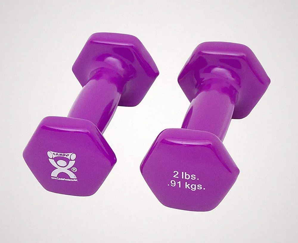 CanDo Vinyl Coated Dumbbell, Violet (2 lb), Pair