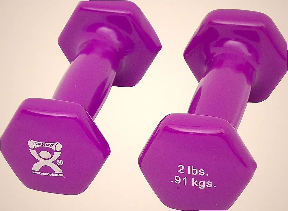 CanDo Vinyl Coated Dumbbells Pair Violet 2 lb 2pc Handheld Weights, Violet