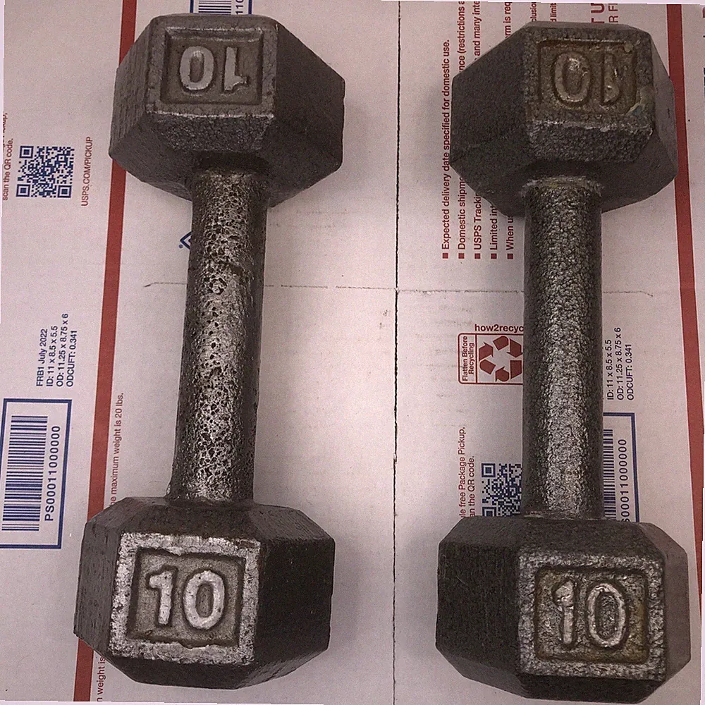CAP 10 LB Hex Cast Iron Dumbbells Pair Set of 2 (20 LBS Total) Gray Weights