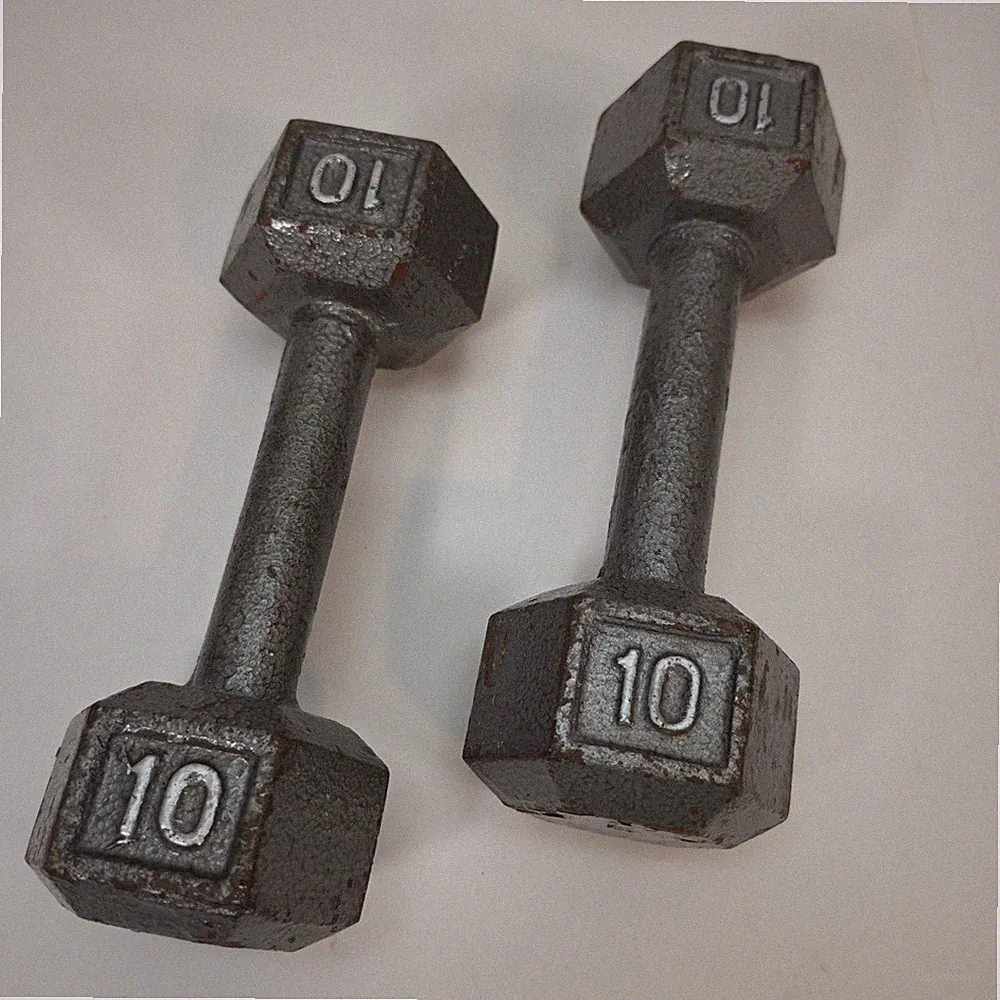 CAP 10 LB Hex Cast Iron Dumbbells Pair Set of 2 (20 LBS Total) Gray Weights