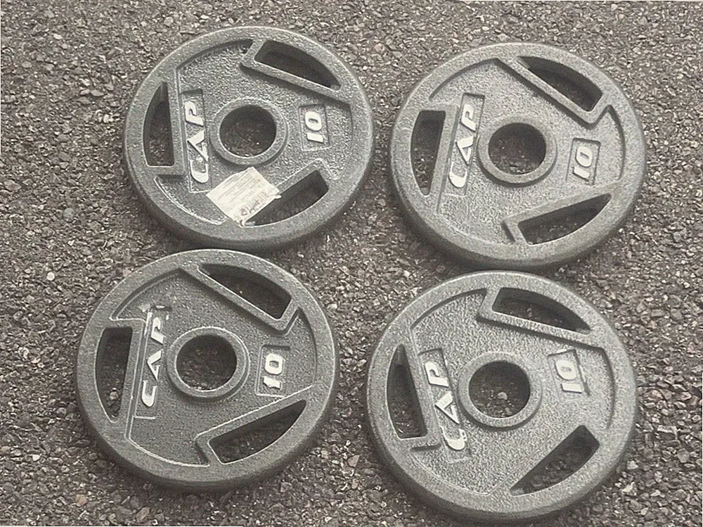 Cap 10 Pound (4) Olympic Style 2 Inch Hole Weight Plates Barbell Dumbbell Clean