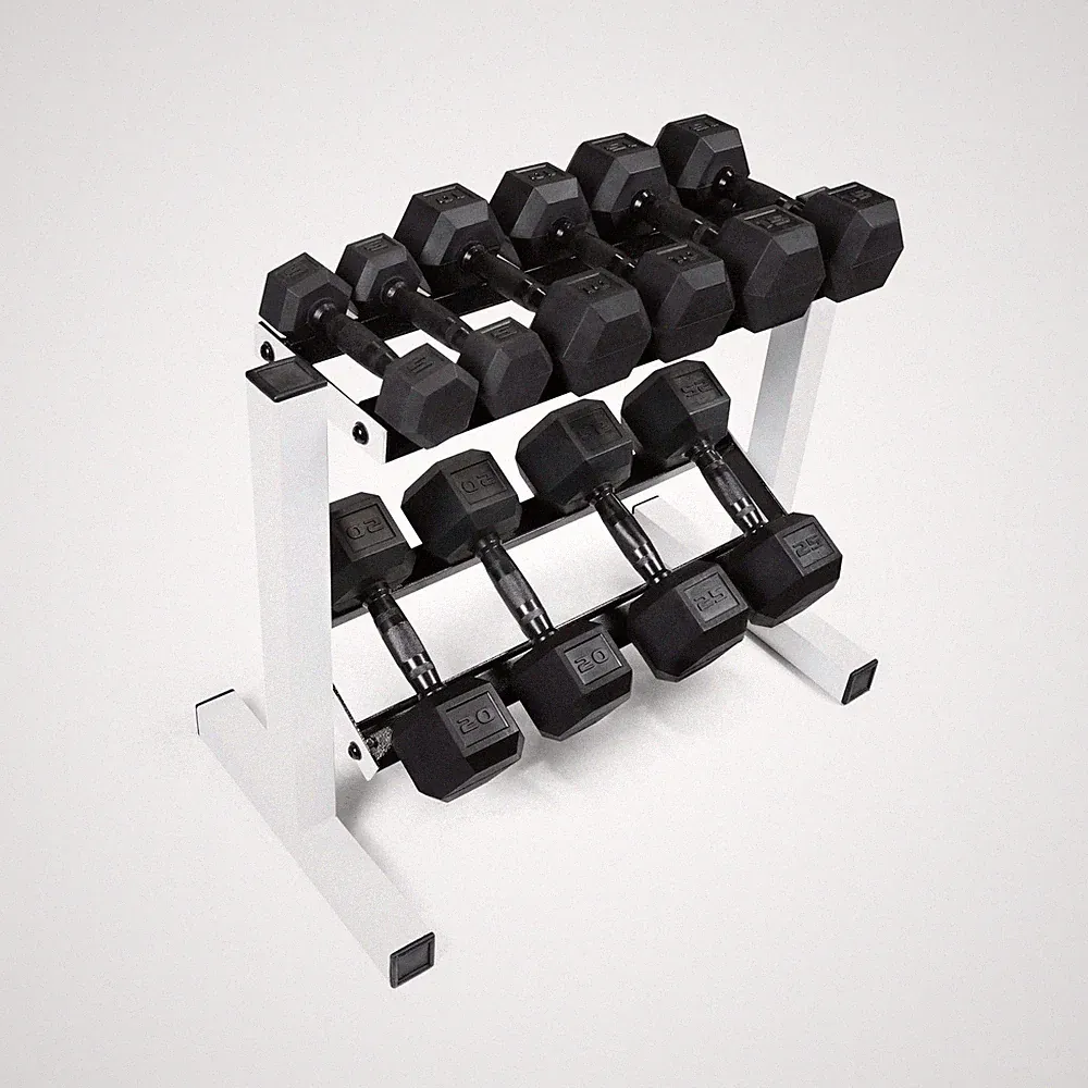 CAP 150 LB Dumbbell Set with 2-Tier Rack, Rubber Hex Free Weights S... Fast Ship
