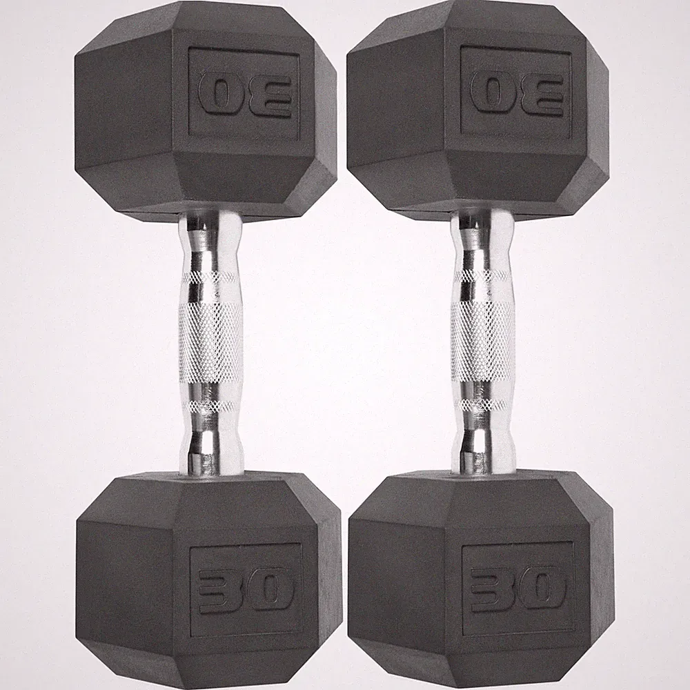 CAP (2 Pack) Barbell Coated Hex Dumbbell, Single 30 Lbs Pair