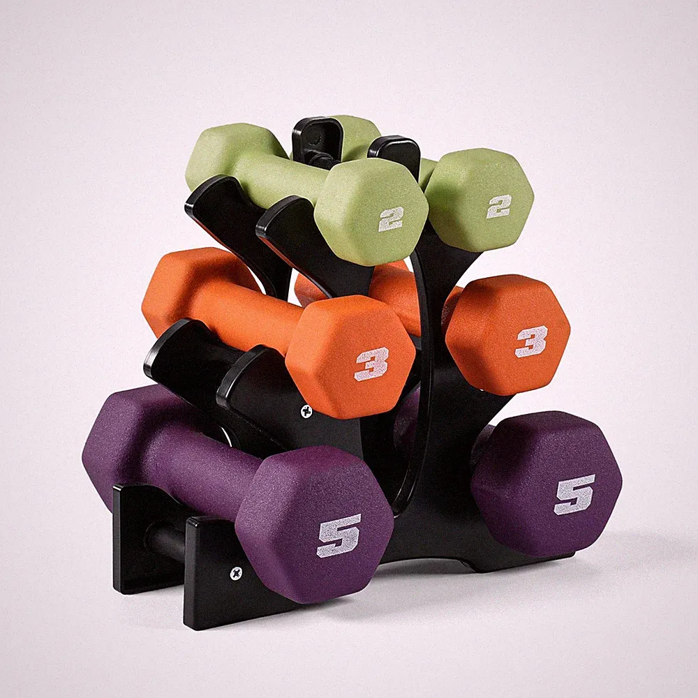 CAP 20 LB Set of Neoprene Dumbbells with Rack | 2, 3, 5 LB pairs
