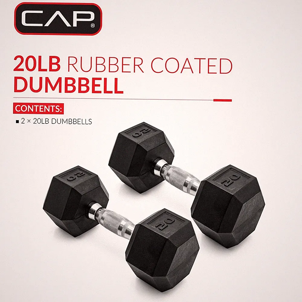 CAP 20lb Coated Hex Dumbbell Pair - Durable & Anti-Roll