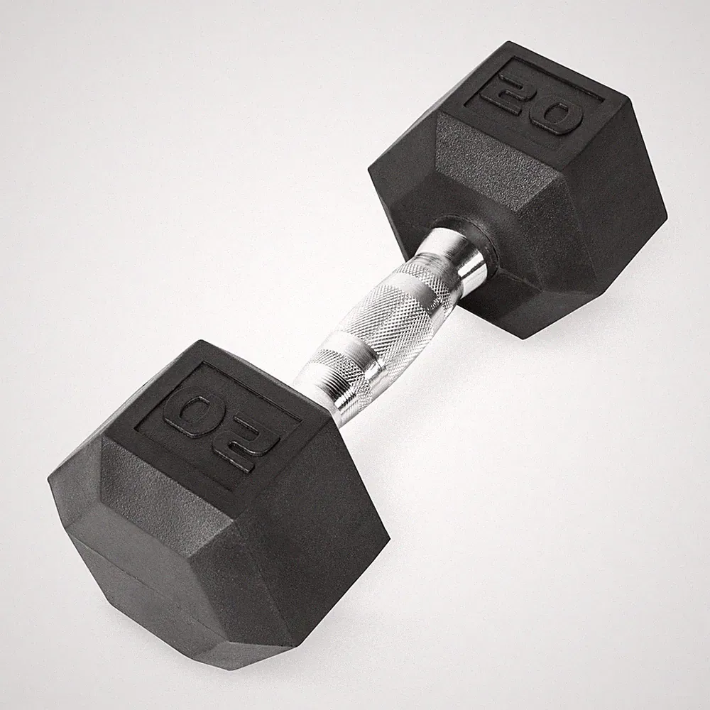 CAP 20lb Rubber Hex Dumbbell - Solid Cast Iron, Non-Roll, Single