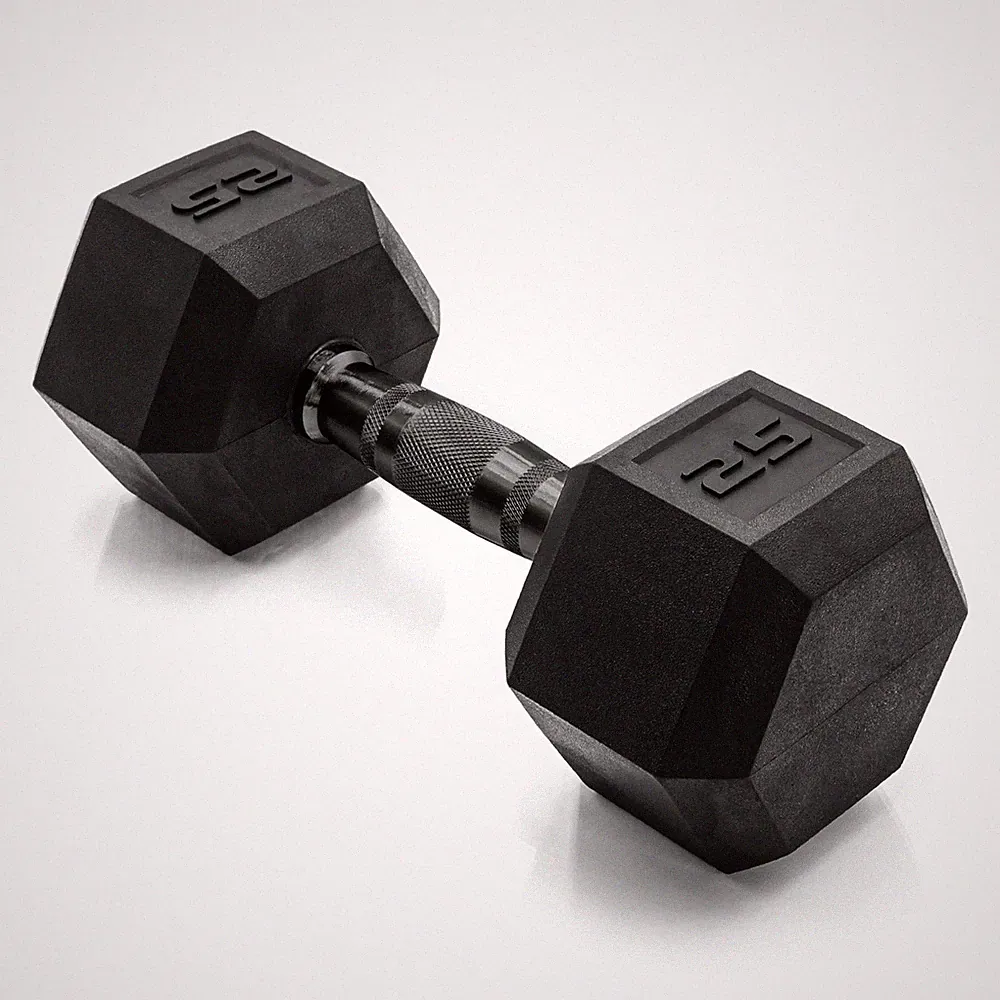 CAP 25 LB Rubber Coated Hex Dumbbell Weight, Free Weights 25 lb, Black