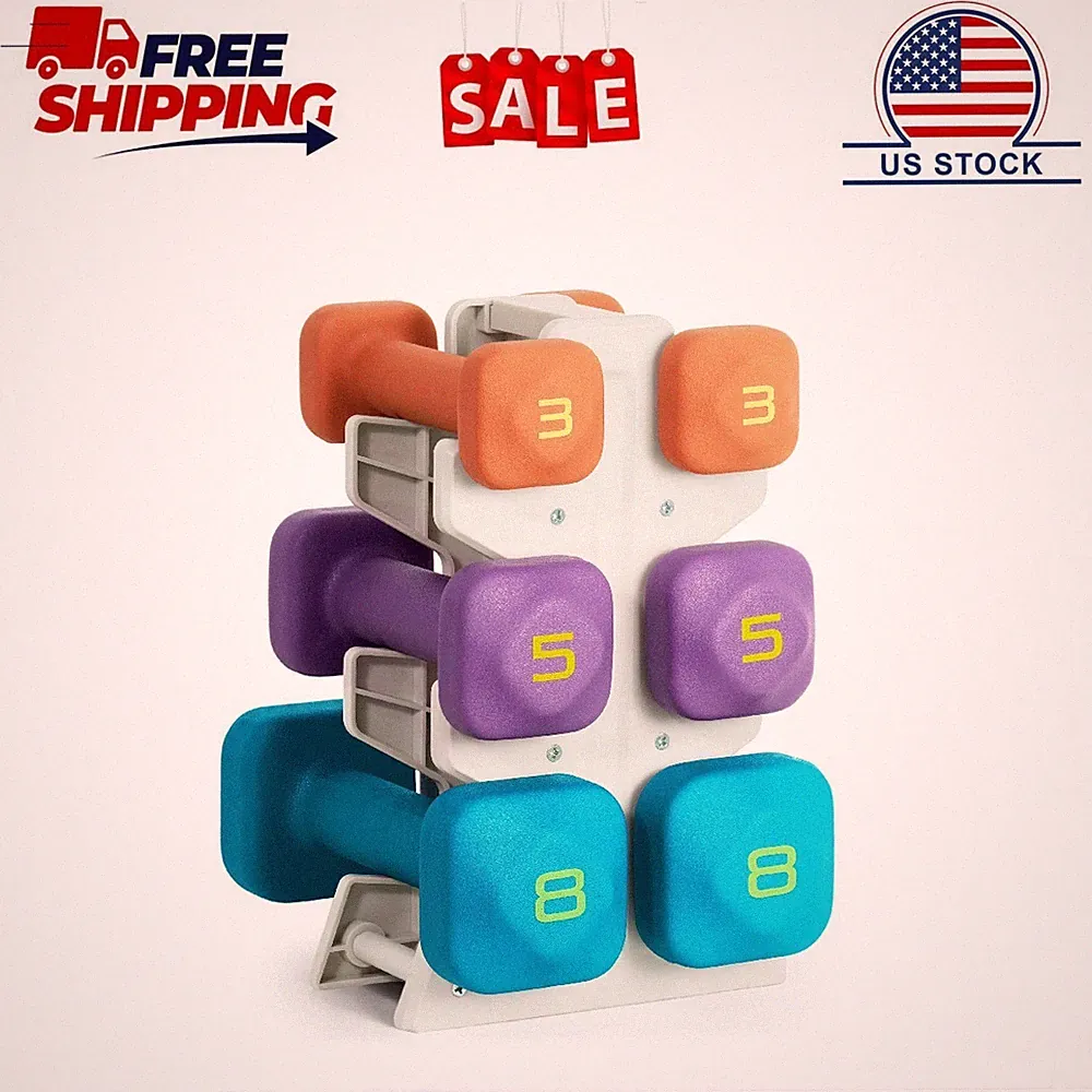 CAP 32 lb Neoprene Zen Dumbbell Set with Rack