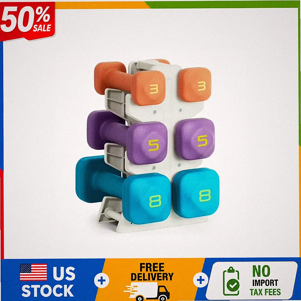 CAP 32 lb Neoprene Zen Dumbbell Set with Storage Rack