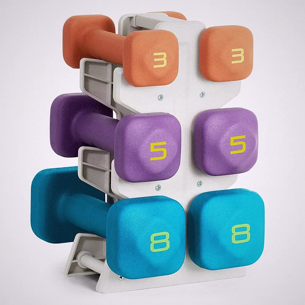 CAP 32lb Neoprene Dumbbell Set w/ Rack 3/5/8lb Pairs Home Gym Strength Training