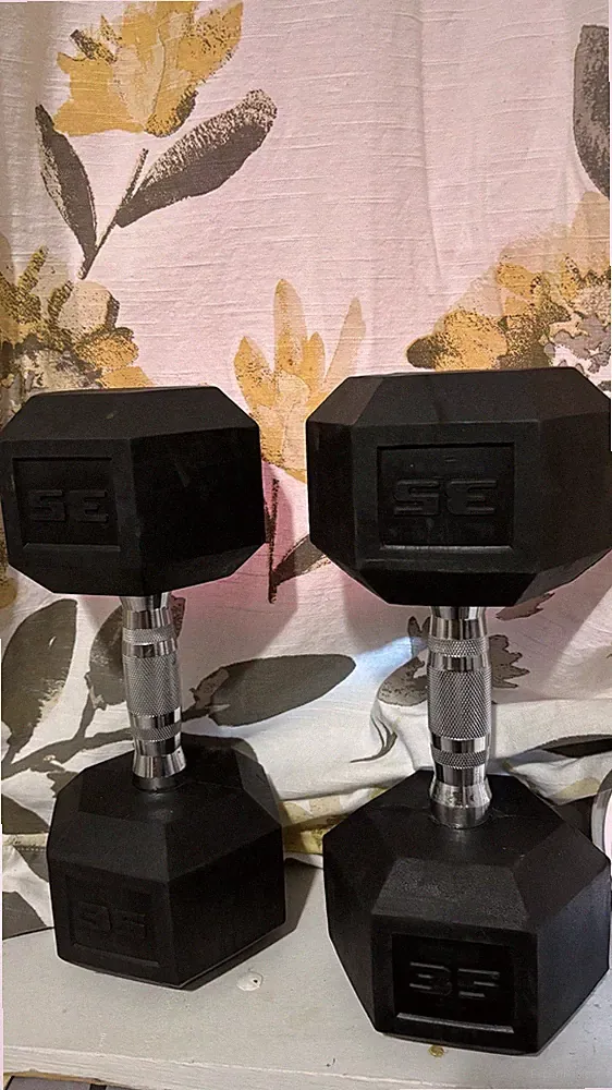 CAP 35 Lb Barbell Rubber-Coated Hex Dumbbells, Set of 2 - USED
