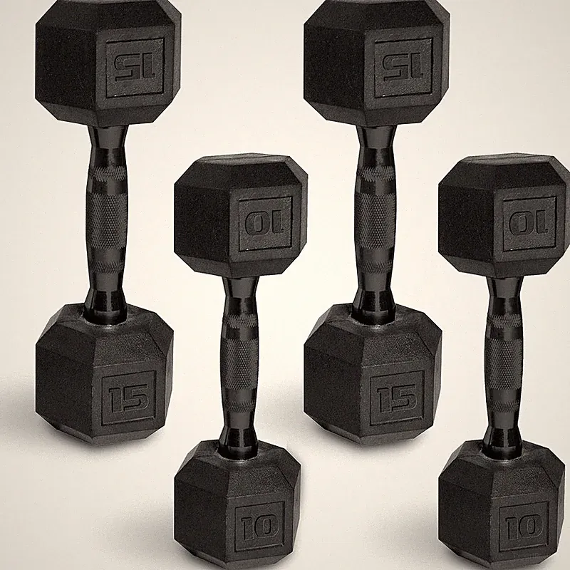 Cap 50 Lbs Coated Dumbbell Set Black Handle 10Lbx2 15Lbx2