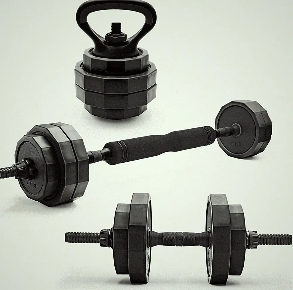 CAP 66lb Multi-Use Adjustable Dumbbell Barbell Kettlebell Weight Set Full Body