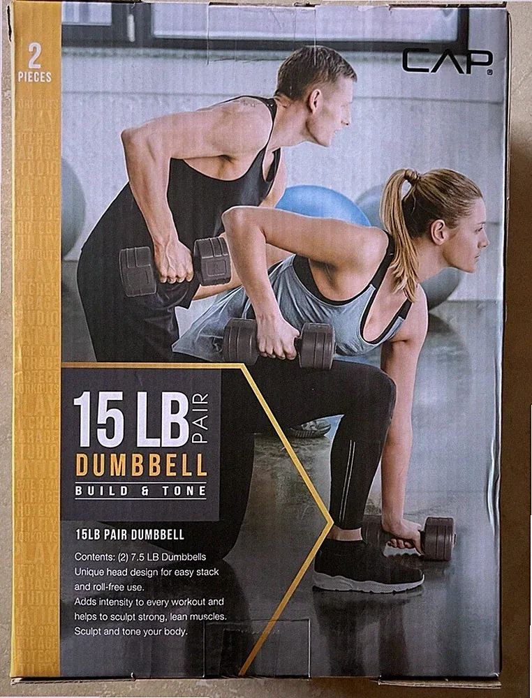 CAP 7.5 Pound Dumbbell Set (15lbs) Pair In Black Build And Tone