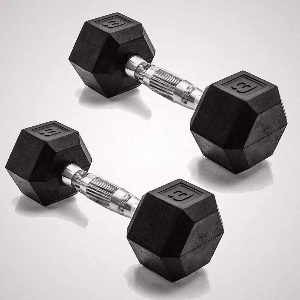 CAP 8 LB Rubber Coated Hex Dumbbell Weight, Hand 8 lb - Pair