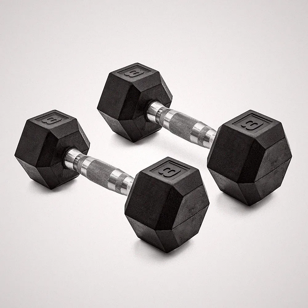 CAP 8LB Hex Rubber Dumbbells Pair Steel Handle (FREESHIP)
