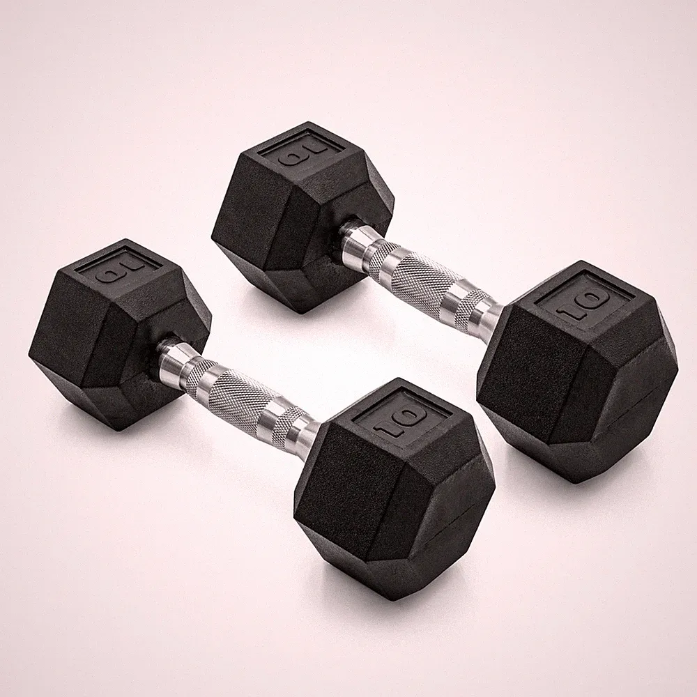 CAP Barbell 10 lb Rubber Hex Dumbbells Pair No-Roll Ergonomic Handle