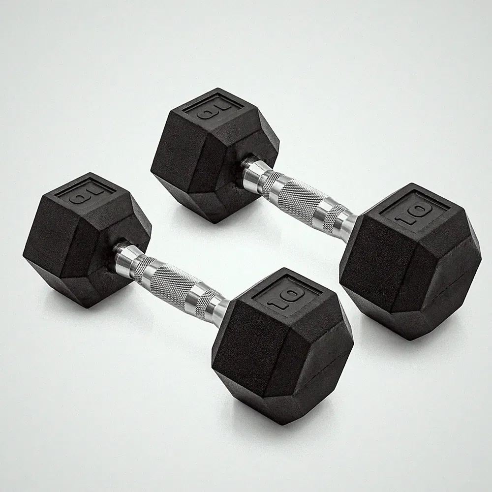CAP Barbell, 10lb Coated Rubber Hex Dumbbell, Pair (No-Roll Design, Ergonomic)